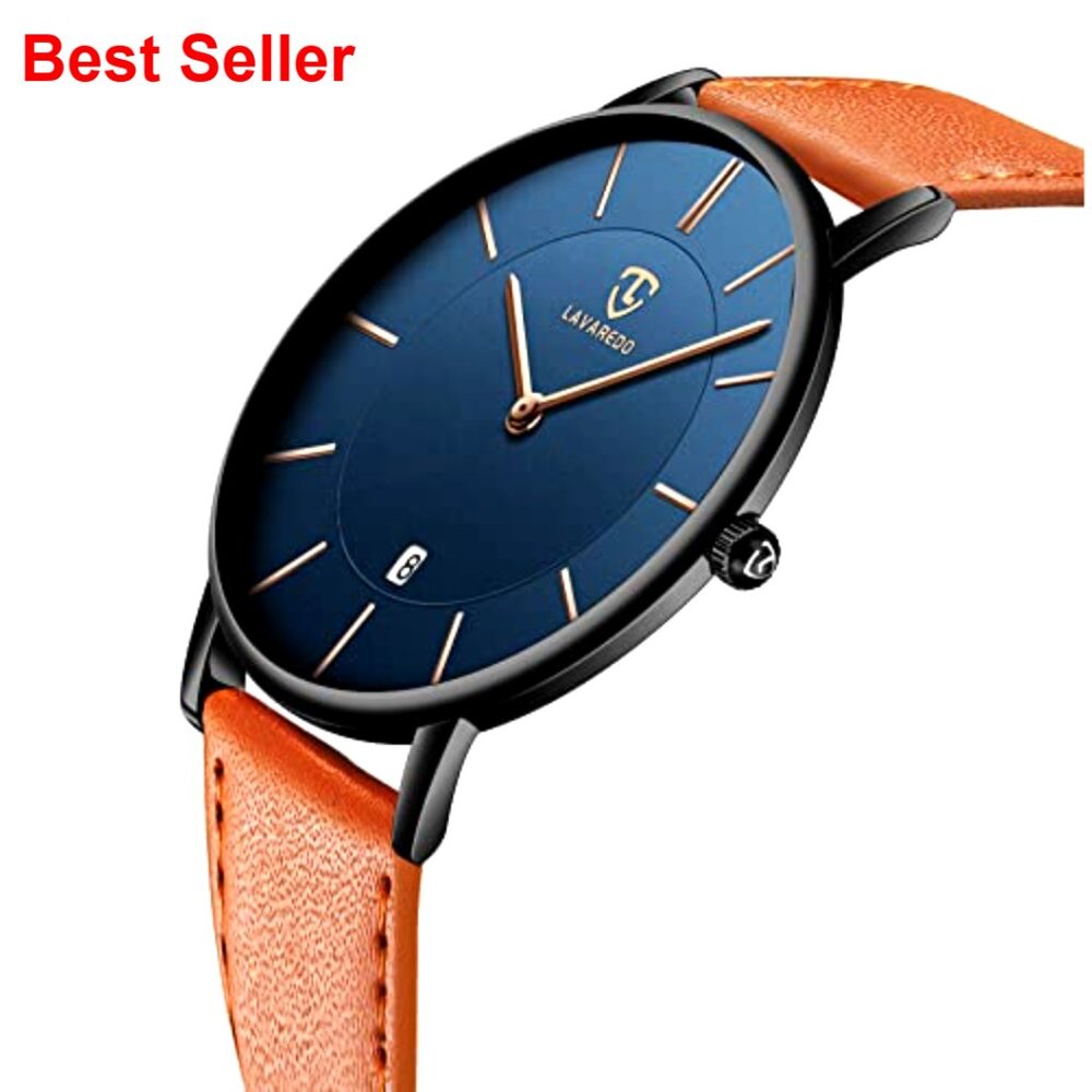 Minimalist Analog Date Watch with Leather Strap - Picture 2 of 7